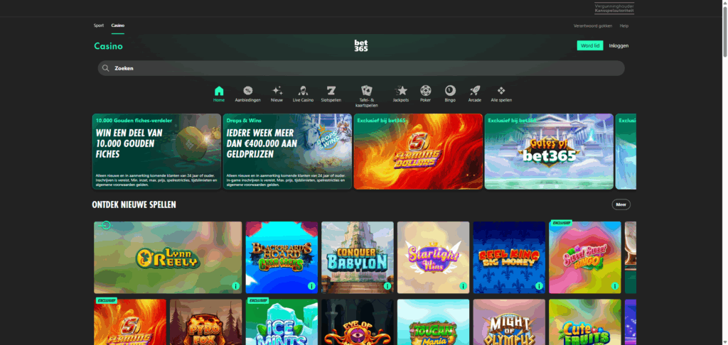 Bet365 Casino Nederland hoofdpagina