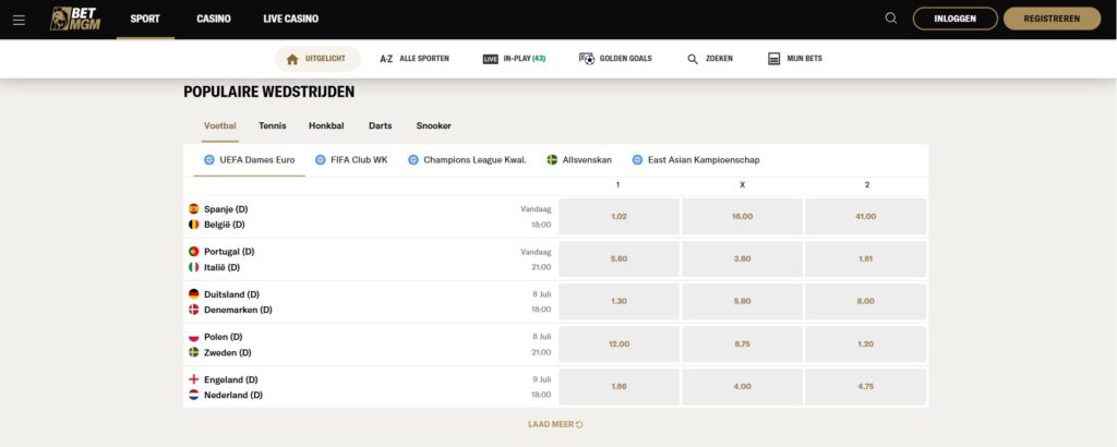 wedden op sport bij BetMGM