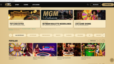 BetMGM screenshot juli 2024 - live casino