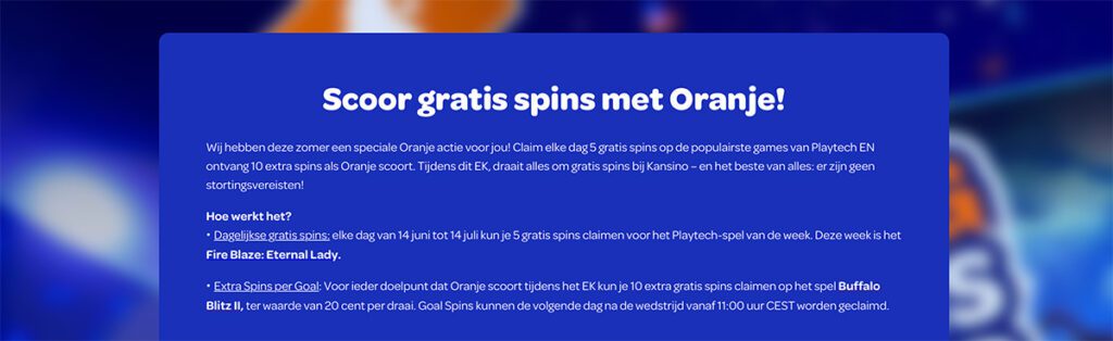 gratis spins oranje betnation