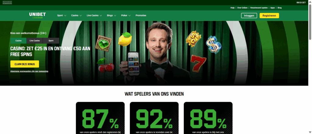 Unibet welkomstbonus in Nederland